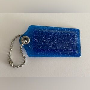 Coach RARE Blue Acrylic Glitter XXL hang tag bag charm FOB